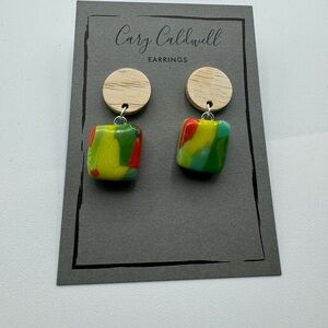 Colorful Wooden Dangle Earrings